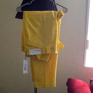 Yellow ankle length mid-rise pants